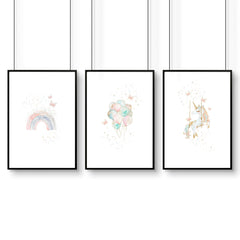 Unicorn Nursery Wall Art Prints – Set of 3