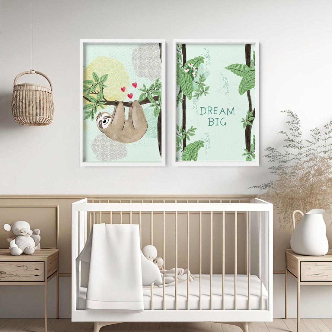 Sloth Nursery Wall Art Prints – Set of 2