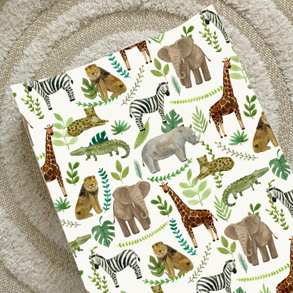 Anti-Roll Wedge Changing Mat - Safari Animals Print