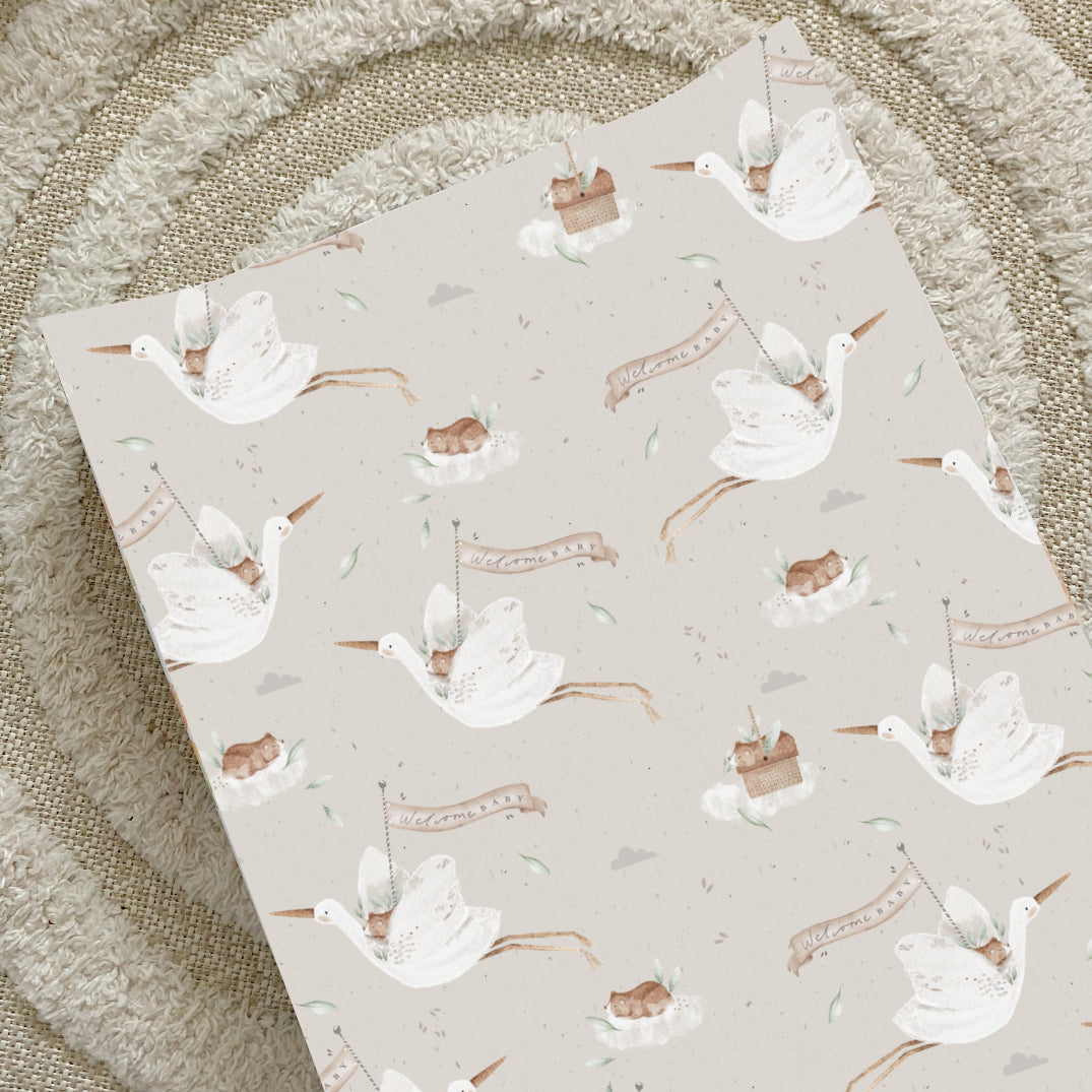 Anti-Roll Wedge Baby Changing Mat - Welcome Baby Print