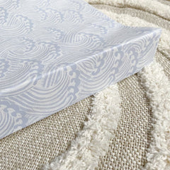 Anti-Roll Wedge Changing Mat - Blue Ocean Waves Print