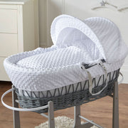 White Dimple Grey Wicker Baby Moses Basket With Stand image 7