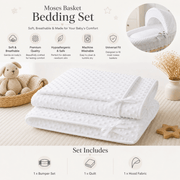 White Dimple Moses Basket Bedding Set (Basket Not Included!) image 3