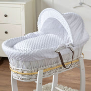 White Dimple White Wicker Baby Moses Basket With Stand image 6