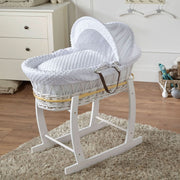 White Dimple White Wicker Baby Moses Basket With Stand image 1