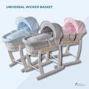 Pink Dimple Grey Wicker Baby Moses Basket With Stand image 2