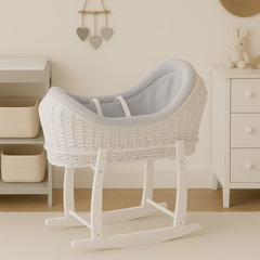 Deluxe Wicker Pod Moses Basket with Stand
