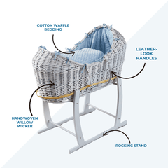 Deluxe Wicker Pod Moses Basket with Stand