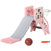 AIYAPLAY 3 in 1 Baby Slide for Indoor Use with Climber, Basketball Hoop, Basketball, for Ages 18-36 Months - Pink image 1