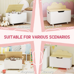 AIYAPLAY Toy Box with Lid & Wheels – White