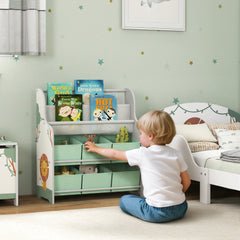 AIYAPLAY Kids Toy Storage Unit with Book Rack – Green