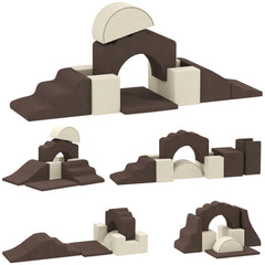 AIYAPLAY 7-Piece Soft Play Set for Babies & Toddlers – Brown