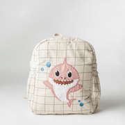 Pink Shark Personalised School Bag, Hand-Embroidered image 1