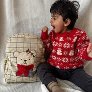 Winter Bear Embroidered Kids Backpack – Limited Christmas Edition image 1
