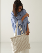 Almond Stripe Tote Nappy Bag (100% Cotton) image 4