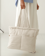 Almond Stripe Tote Nappy Bag (100% Cotton) image 2