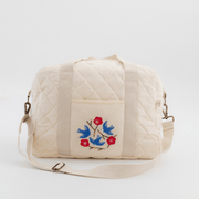 Hand Embroidered Songbirds Perch Nappy Bag (Pure Cotton) image 1
